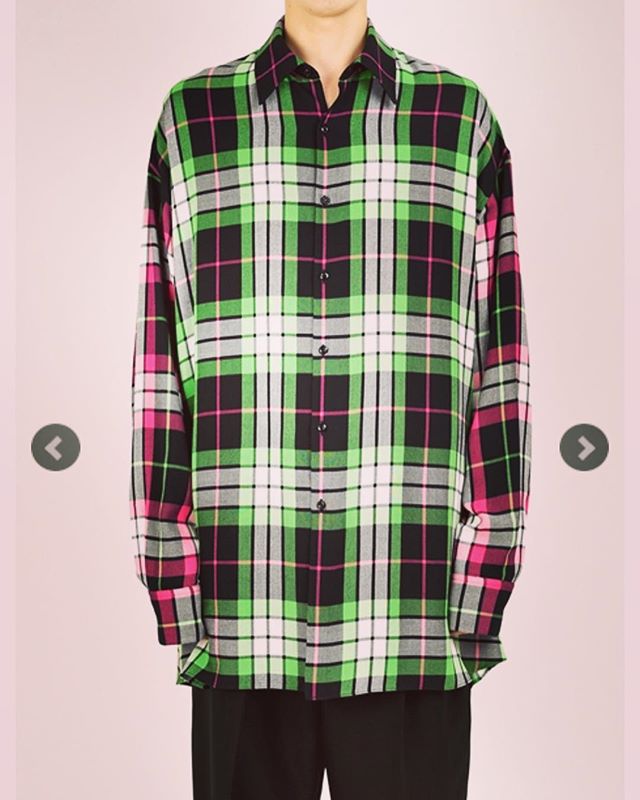 Lad Musician ラッドミュージシャン スーパービッグチェックシャツ グリーン ピンク Modal Big Check Super Big Shirt 2119 122 Alley Company